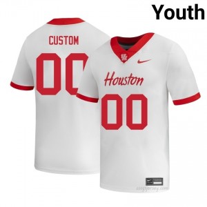 Custom #00 White Houston Cougars High School Football Jersey | Youth Premium Team Edition 15973376