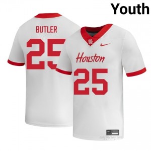 DJ Butler #25 White Houston Cougars High School Football Jersey | Youth Premium Team Edition 93040665