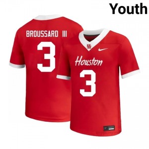 Cougars Harvey Broussard III #3 Red Youth High School Football Jersey | Premium Stitched Edition 90110302