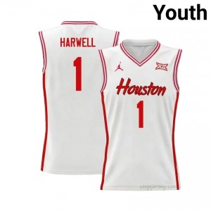 Isiah Harwell #1 UH Cougars White Youth Basketball Jersey | NCAA Licensed Official Wear 41551328