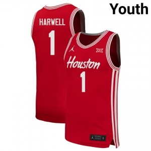 Isiah Harwell HOU Cougars #1 Red Youth Basketball Jersey | NCAA Fan Game Gear 14782282