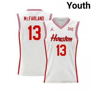 Jacob McFarland #13 UH Cougars White Youth Basketball Jersey | NCAA Licensed Official Wear 79290086