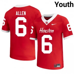 Houston Coogs Jordan Allen #6 Red Youth Player Football Jersey | Premium Stitched Edition 39382076