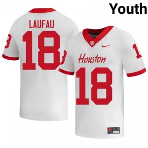 Khalil Laufau #18 White Houston Cougars NCAA Football Jersey | Youth Premium Team Edition 97355768