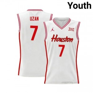 Milos Uzan #7 UH Cougars White Youth Basketball Jersey | NCAA Licensed Official Wear 16475173