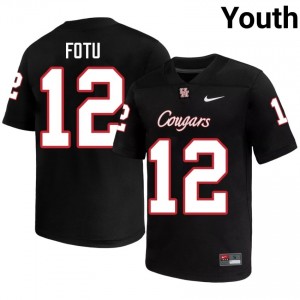 Houston Coogs Sione Fotu #12 Black Youth NCAA Football Jersey | Premium Stitched Edition 49422681