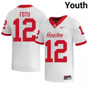 Sione Fotu #12 White Houston Cougars University Football Jersey | Youth Premium Team Edition 64028287