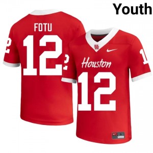 Houston Coogs Sione Fotu #12 Red Youth High School Football Jersey | Premium Stitched Edition 90823780