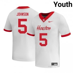 Stephon Johnson #5 White Houston Cougars High School Football Jersey | Youth Premium Team Edition 96419865