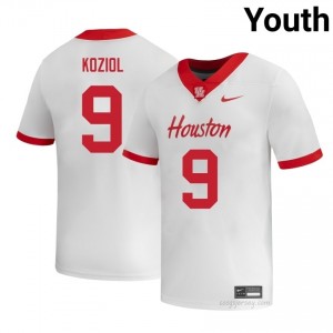 Tanner Koziol #9 White Houston Cougars University Football Jersey | Youth Premium Team Edition 60029442