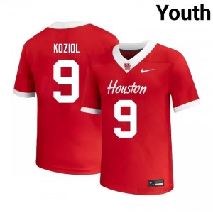 Cougars Tanner Koziol #9 Red Youth NCAA Football Jersey | Premium Stitched Edition 94870619