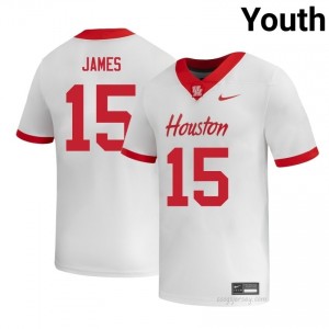 Will James #15 White Houston Cougars University Football Jersey | Youth Premium Team Edition 80888056