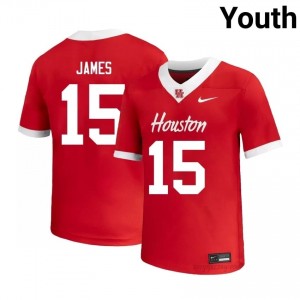 Cougars Will James #15 Red Youth NCAA Football Jersey | Premium Stitched Edition 81196413