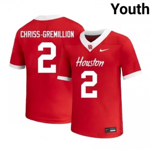 Cougars Zeon Chriss-Gremillion #2 Red Youth Player Football Jersey | Premium Stitched Edition 43925340