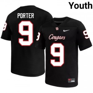 Houston Coogs Ashton Porter #9 Black Youth Player Football Jersey | Premium Stitched Edition 87156623