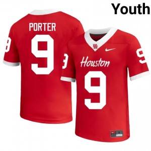 Houston Coogs Ashton Porter #9 Red Youth University Football Jersey | Premium Stitched Edition 85137983