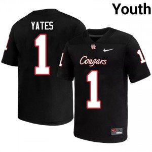 Houston Coogs Jaden Yates #1 Black Youth NCAA Football Jersey | Premium Stitched Edition 33528332