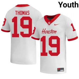 Kaleb Thomas #19 White Houston Cougars University Football Jersey | Youth Premium Team Edition 84191623