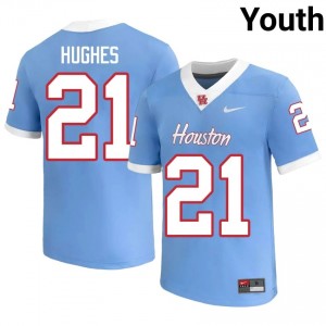 #21 Makhi Hughes UH Cougars Blue Youth Player Football Jersey | Fan Exclusive Edition 63584712