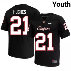 Houston Coogs Makhi Hughes #21 Black Youth High School Football Jersey | Premium Stitched Edition 21556431