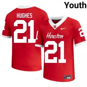 Houston Coogs Makhi Hughes #21 Red Youth College Football Jersey | Premium Stitched Edition 31251330