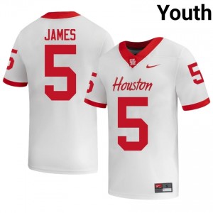 Will James #5 White Houston Cougars University Football Jersey | Youth Premium Team Edition 35128301