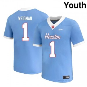 #1 Conner Weigman UH Cougars Blue Youth Player Football Jersey | Fan Exclusive Edition 62591638