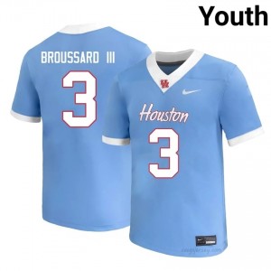 #3 Harvey Broussard III UH Cougars Blue Youth Player Football Jersey | Fan Exclusive Edition 91048519