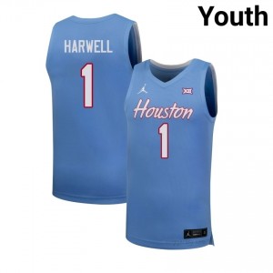#1 Isiah Harwell Cougars Blue Youth Basketball University Jersey | Premium Replica Edition 64124907